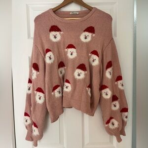 Blush Santa Sparkle Christmas Sweater